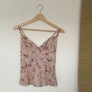 VINTAGE SILK Express Floral V-Neck Camisole in Blush and Mauve